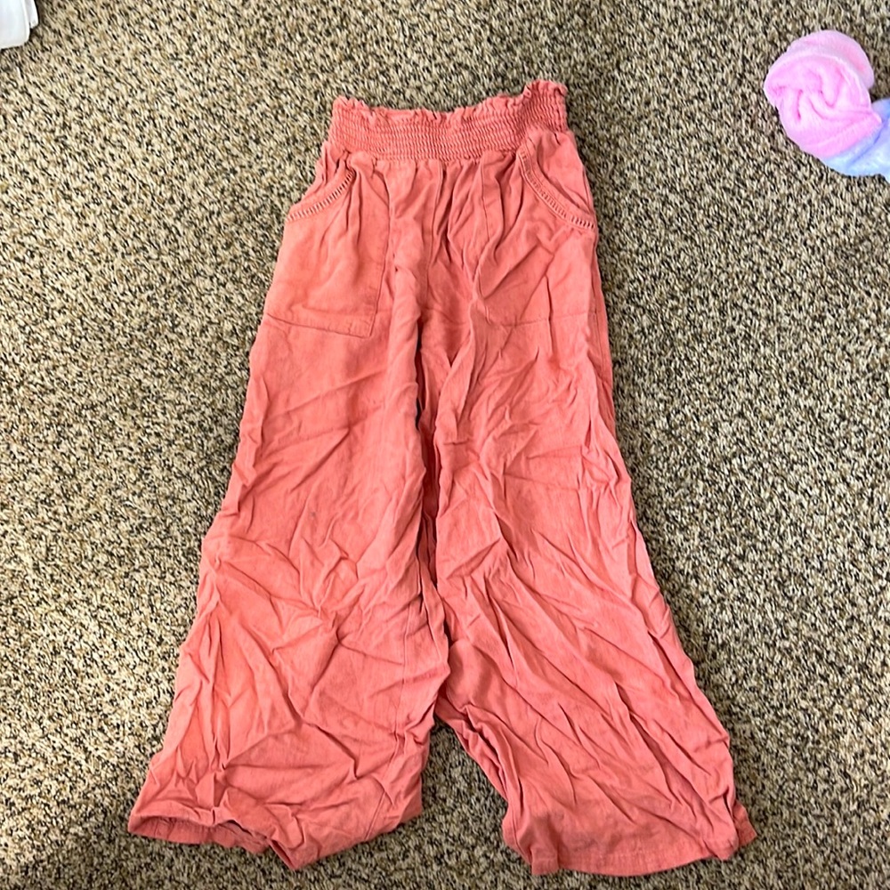 Kids art class terracotta flared flowy pants